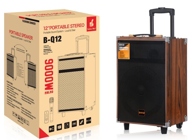 B-Q12 NDR Partyspeaker outdoor with pull rod speaker B-Q12 12 inch 40W NDR AUDIO NDR SPEAKER - Image 1