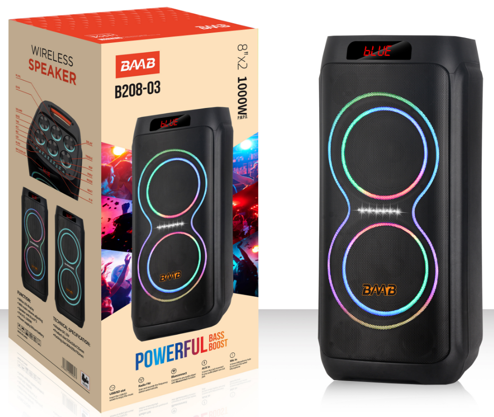 B208-03 NDR Partyspeaker outdoor BAAB brand speaker B208-03 2*8 inch 60W NDR AUDIO NDR SPEAKER - Image 1