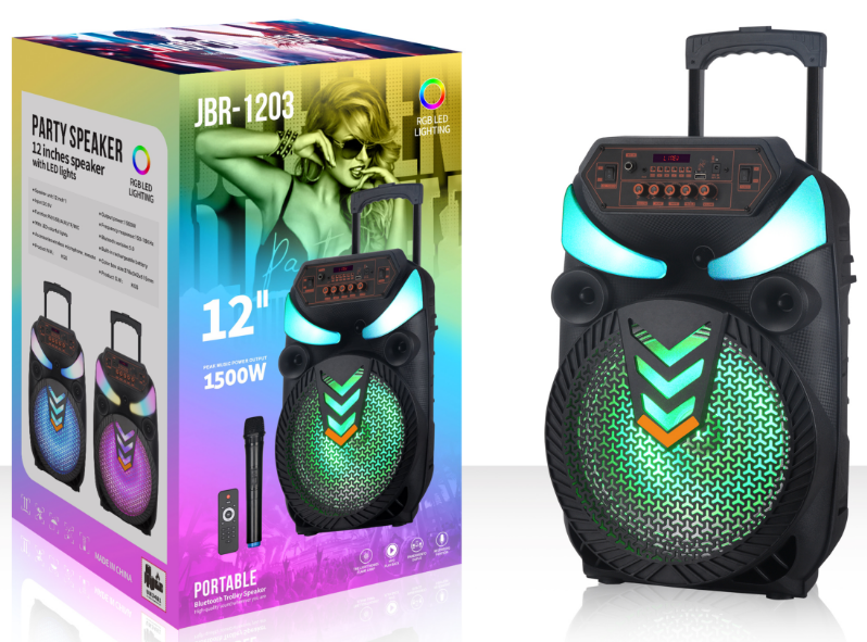 JBR-1203 NDR Partyspeaker outdoor speaker with pull rod brand JBR-1203 12 inch 20W NDR AUDIO NDR SPEAKER - Image 1