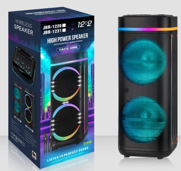 JBR-1226 NDR Partyspeaker outdoor speaker with pull rod brand JBR-1226 2*12 inch 50W NDR AUDIO NDR SPEAKER - Image 1