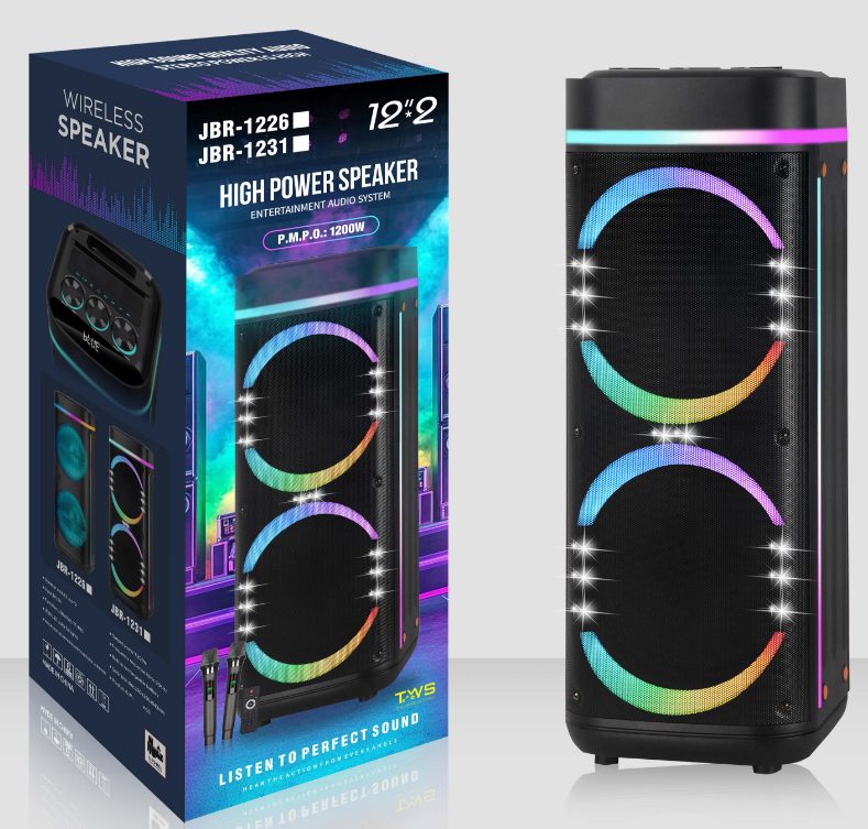 JBR-1231 NDR Partyspeaker outdoor speaker with pull rod brand JBR-1231 2*12 inch 50W NDR AUDIO NDR SPEAKER - Image 1