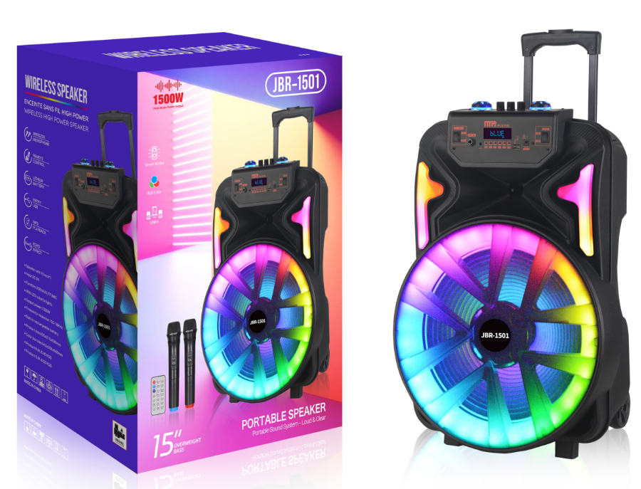 JBR-1501 NDR Partyspeaker outdoor speaker with pull rod brand JBR-1501 15 inch 20W NDR AUDIO NDR SPEAKER - Image 1