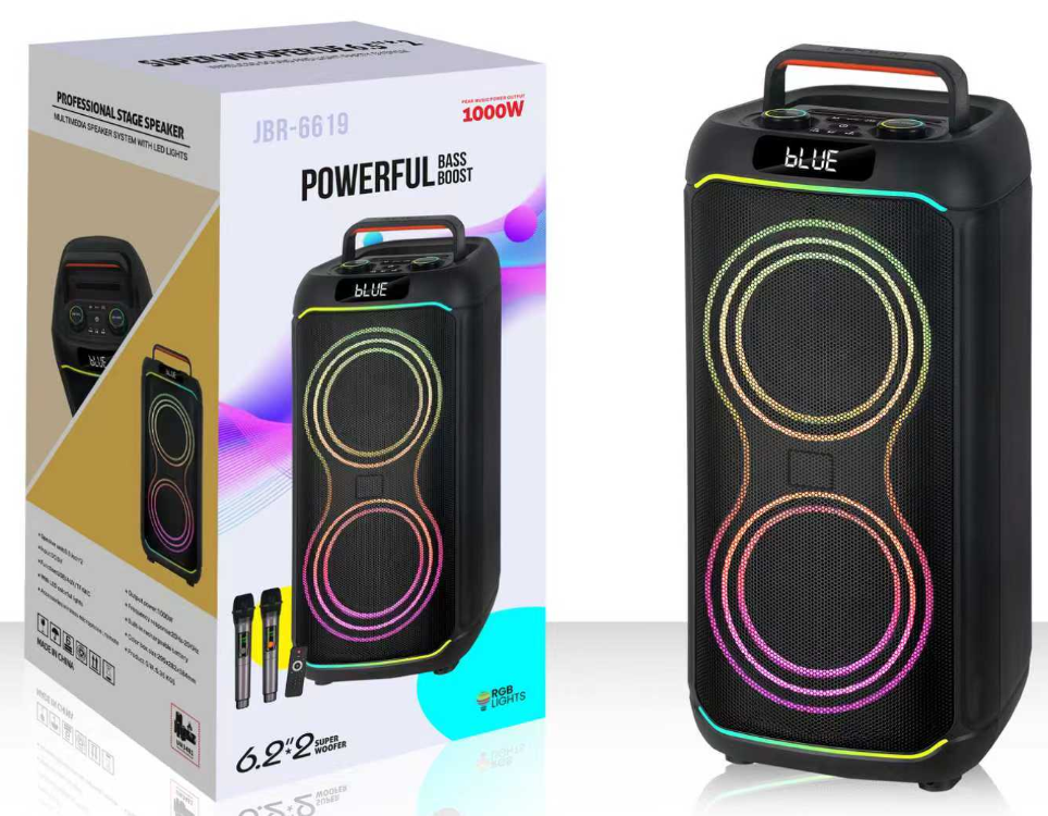 JBR-6619 NDR Partyspeaker outdoor speaker with pull rod brand JBR-6619 2*6.5 inch 40W NDR AUDIO NDR SPEAKER - Image 1