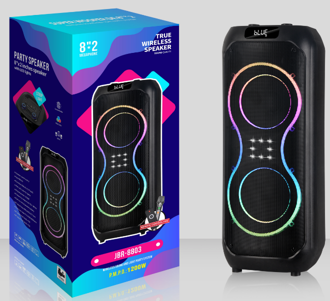JBR-8803 NDR Partyspeaker outdoor speaker with pull rod brand JBR-8803 2*8 inch 40W NDR AUDIO NDR SPEAKER - Image 1