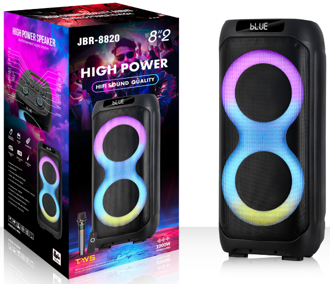 JBR-8820 NDR Partyspeaker outdoor speaker with pull rod brand JBR-8820 2*8 inch 50W NDR AUDIO NDR SPEAKER - Image 1