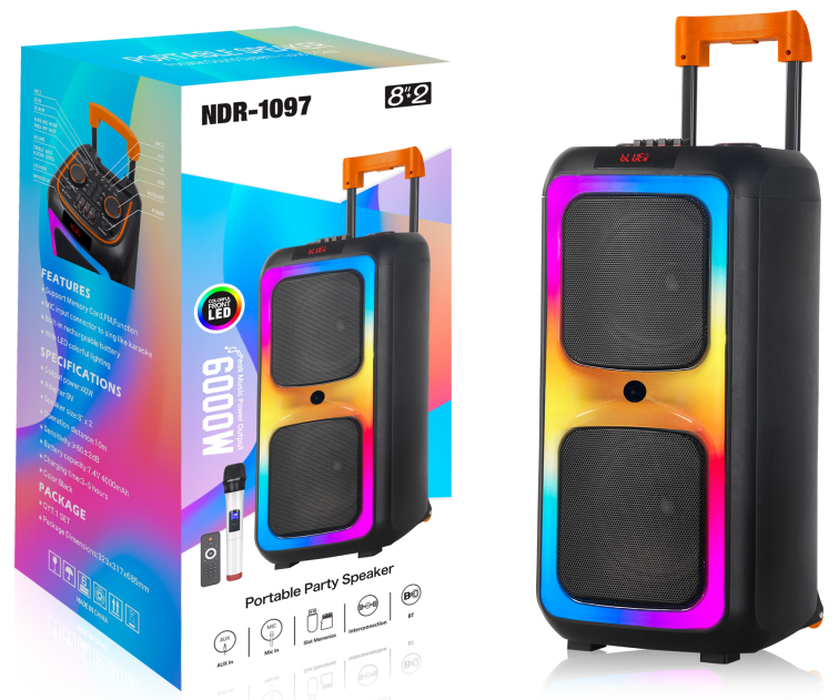 NDR-1097 NDR Partyspeaker outdoor with pull rod NDR-1097 2*8inch 40W NDR AUDIO NDR SPEAKER - Image 1
