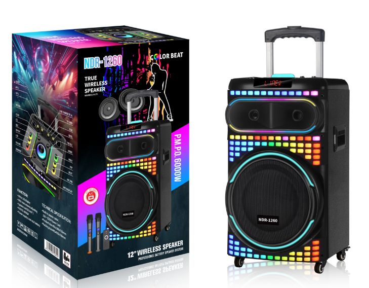 NDR-1260 NDR Partyspeaker outdoor with pull rod speaker NDR-1260 12 inch 60W NDR AUDIO NDR SPEAKER - Image 1