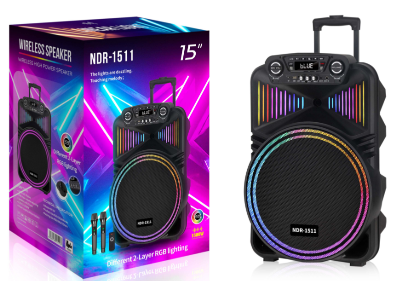 NDR-1511 NDR Partyspeaker outdoor speaker with pull rod NDR-1511 15inch 40W NDR AUDIO NDR SPEAKER - Image 1