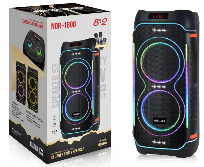 NDR-1808 NDR Partyspeaker outdoor speaker with pull rod NDR-1808 2*8 inch 80W NDR AUDIO NDR SPEAKER - Image 1