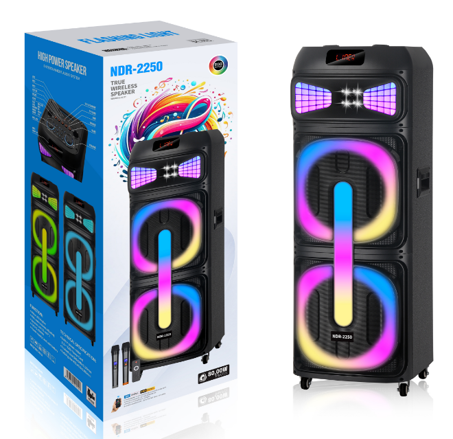 NDR-2250 NDR Partyspeaker outdoor speaker with pull rod NDR-2250 2*12 inch 80W NDR AUDIO NDR SPEAKER - Image 1