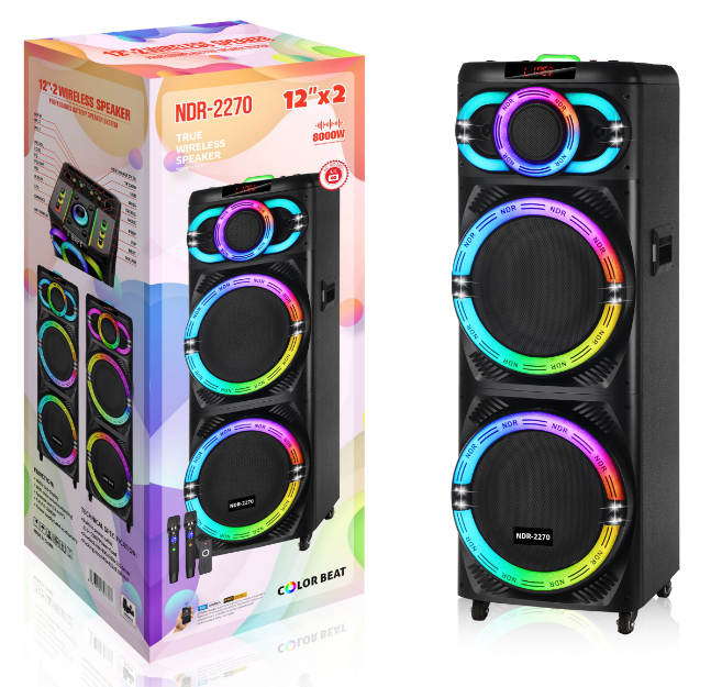 NDR-2270 NDR Partyspeaker outdoor speaker with pull rod NDR-2270 2*12 inch 80W NDR AUDIO NDR SPEAKER - Image 1