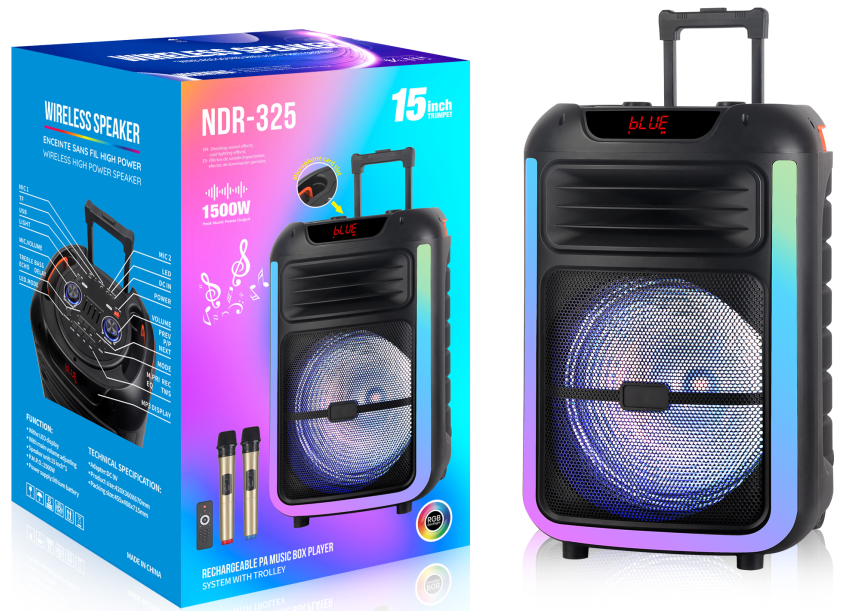 NDR-325 NDR Partyspeaker outdoor speaker with pull rod NDR-325 15 inch 40W NDR AUDIO NDR SPEAKER - Image 1