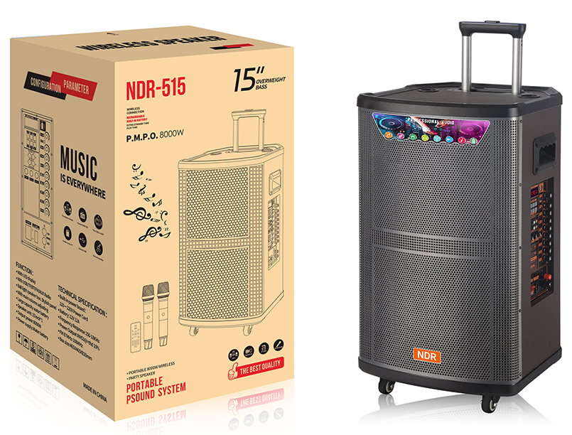 NDR-515 NDR Partyspeaker outdoor speaker with pull rod NDR-515 15 inch 100W NDR AUDIO NDR SPEAKER - Image 1