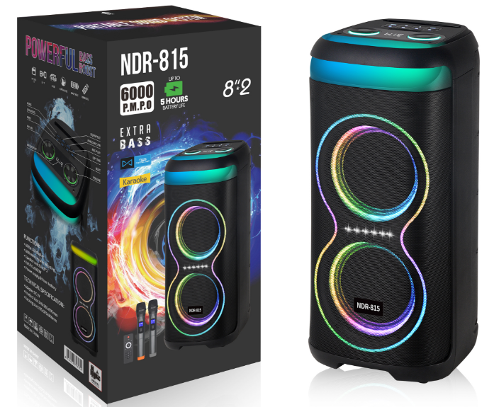 NDR-815 NDR Partyspeaker outdoor speaker with pull rod NDR-815 2*8 inch 50W NDR AUDIO NDR SPEAKER - Image 1