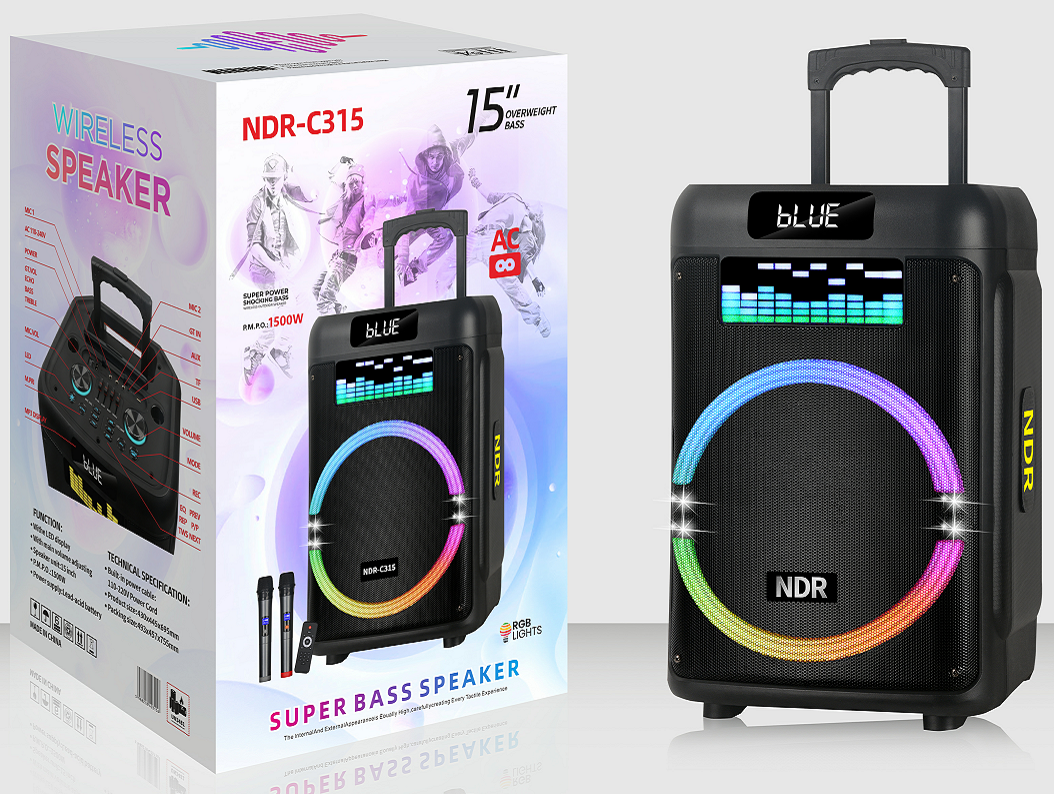 NDR-C315 NDR Partyspeaker outdoor speaker with pull rod NDR-C315 15 inch 60W NDR AUDIO NDR SPEAKER - Image 1