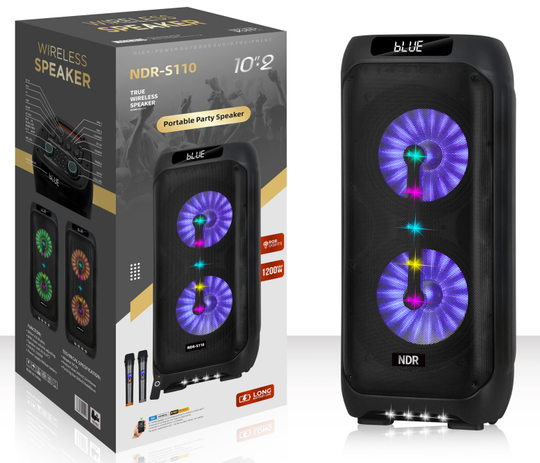 NDR-S112 NDR Partyspeaker outdoor speaker with pull rod NDR-S112 2*12 inch 50W NDR AUDIO NDR SPEAKER - Image 1